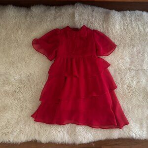 PATACHOU GIRL'S RED DRESS WITH BOW DETAIL, 3T